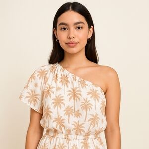 Anne Klein Off-One-Shoulder Puff Sleeve Top – Size L – NWT